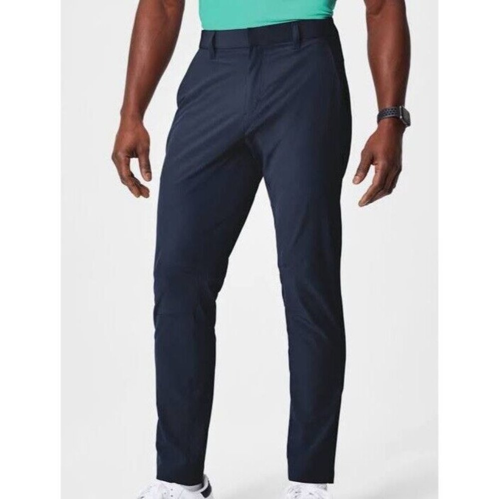 Fabletics The Only Pants Men Large Blue Performance Stretch 36x30 Zip Pockets